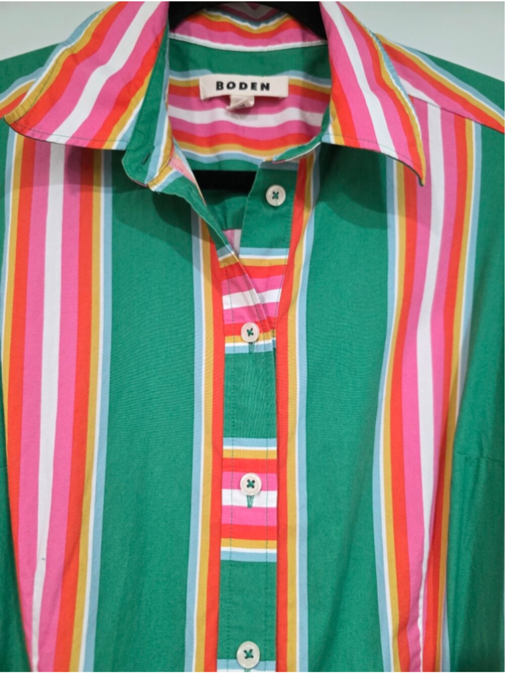 Boden Astrid Green Multicolor Stripe Midi Shirt Dress Size US 10R - Picture 6 of 16